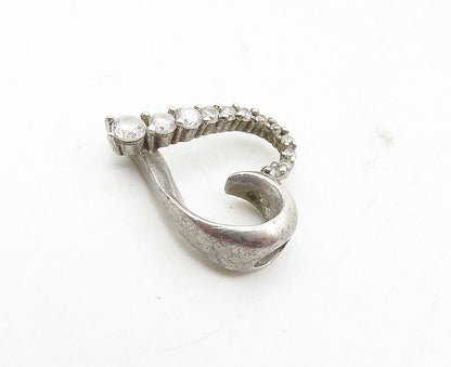 925 Sterling Silver  Vintage Petite Topaz Open Love Heart Pendant  PT7092