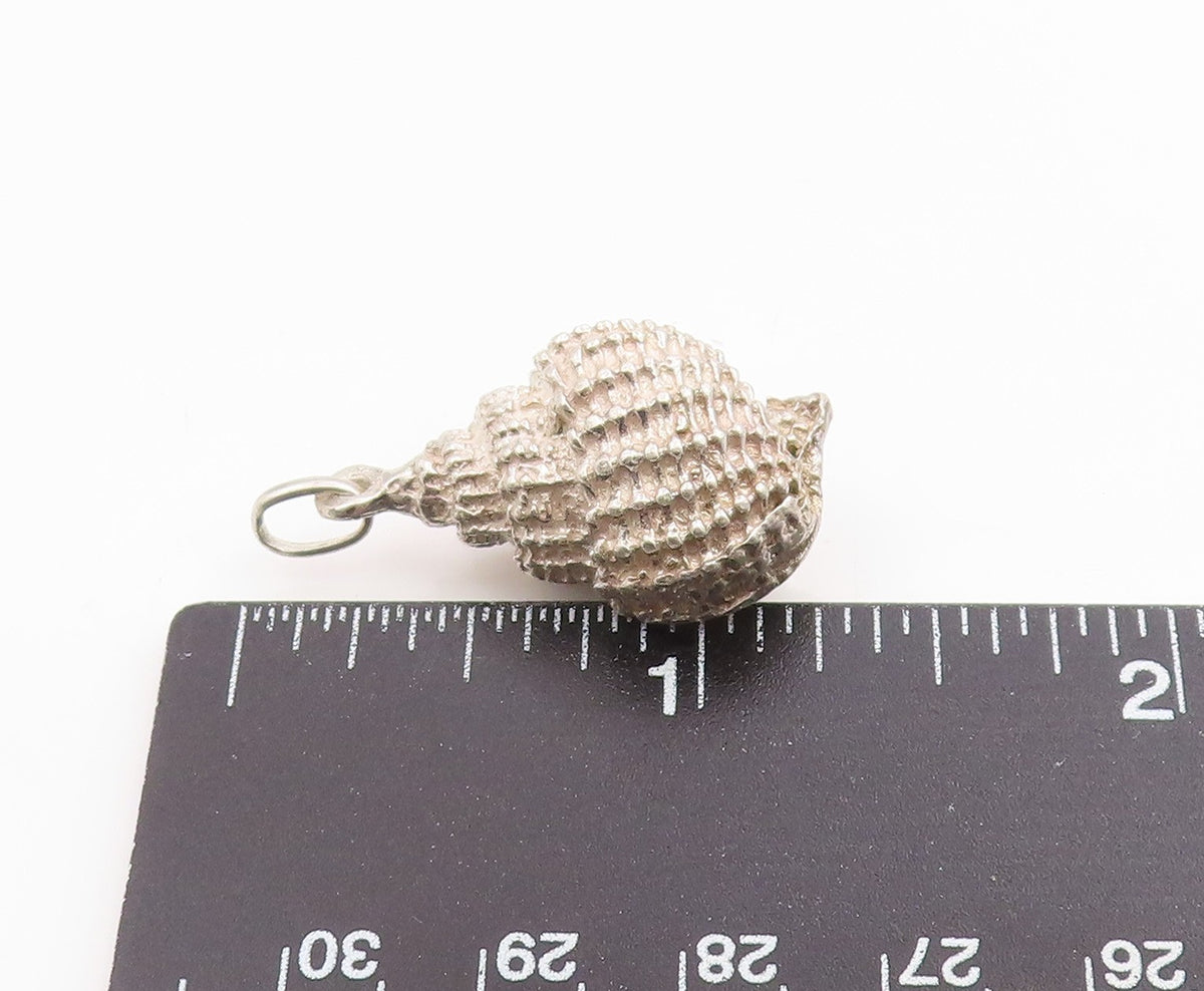 925 Sterling Silver Vintage Pendant Classic Textured Conch Shell Charm  PT26279