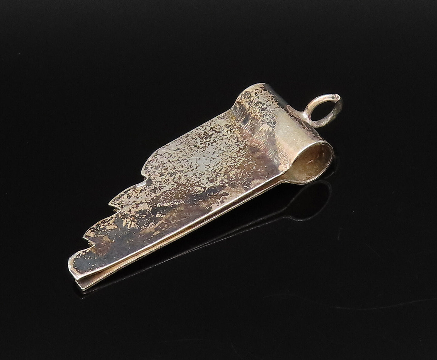 MIDDLE EAST 925 Sterling Silver Vintage Abstract Wavy Ends Pendant  PT21828
