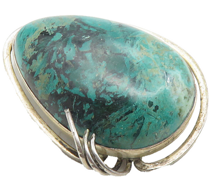 AZORIT ISRAEL 925 Silver Vintage Cabochon Cut Eilat Stone Brooch Pin BP3866