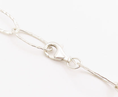 925 Sterling Silver Vintage Necklace Hammered Oval Linked Hoops Chain  NE4625