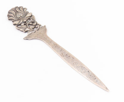 925 Sterling Silver Vintage Paper Knife EUROPE Art Nouveau Letter Opener  TR4174