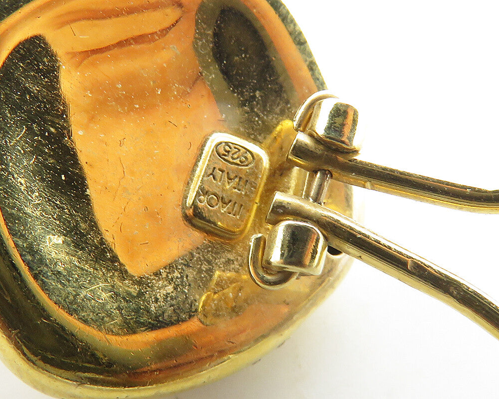 ITAOR 925 Silver  Vintage Shiny Gold Plated Hollow Non Pierce Earrings  EG9425