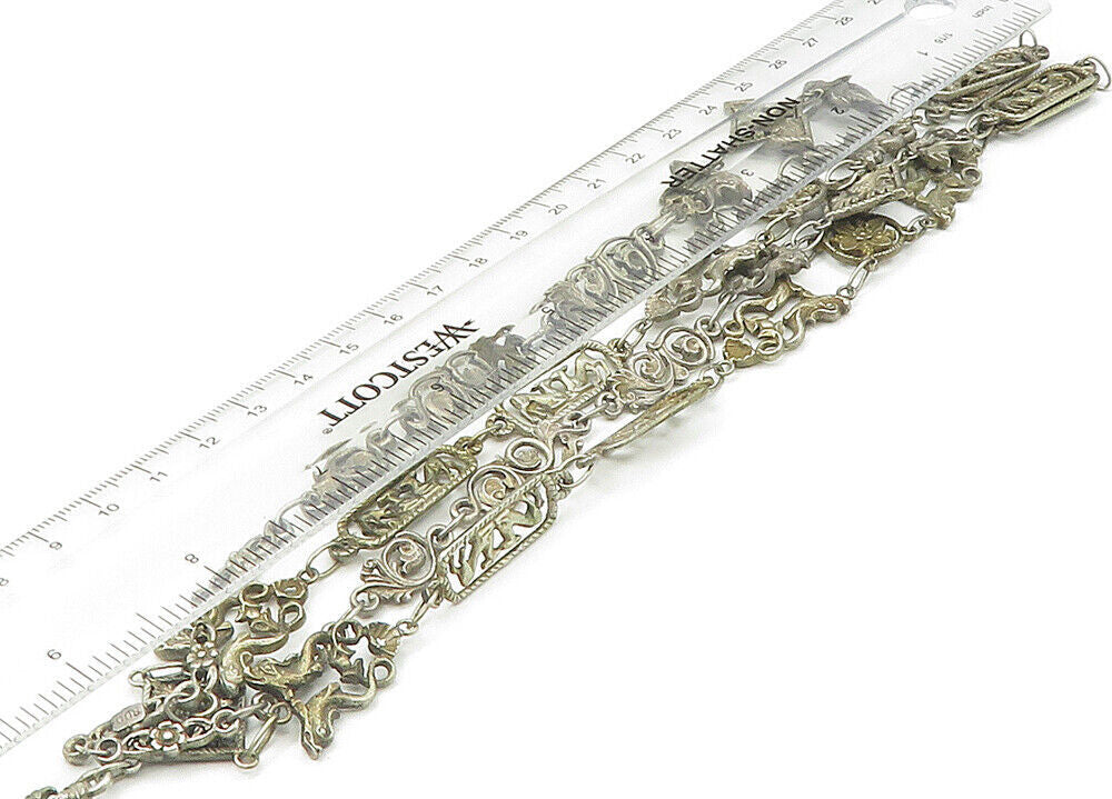 800 Silver Vintage Antique Heavy Religious Cross Chain Necklace  NE3589