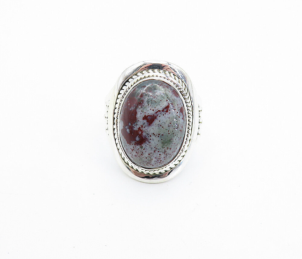 925 Sterling Silver Cabochon Cut Jasper Twist Cocktail Ring Sz 9 RG7874