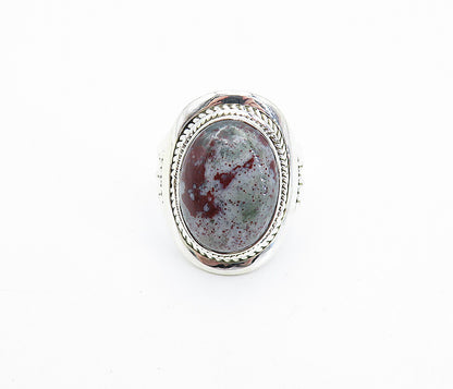 925 Sterling Silver Cabochon Cut Jasper Twist Cocktail Ring Sz 9 RG7874