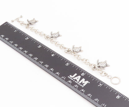 925 Sterling Silver Vintage Bracelet Etched Nautical Sea Turtle Link  BT11668