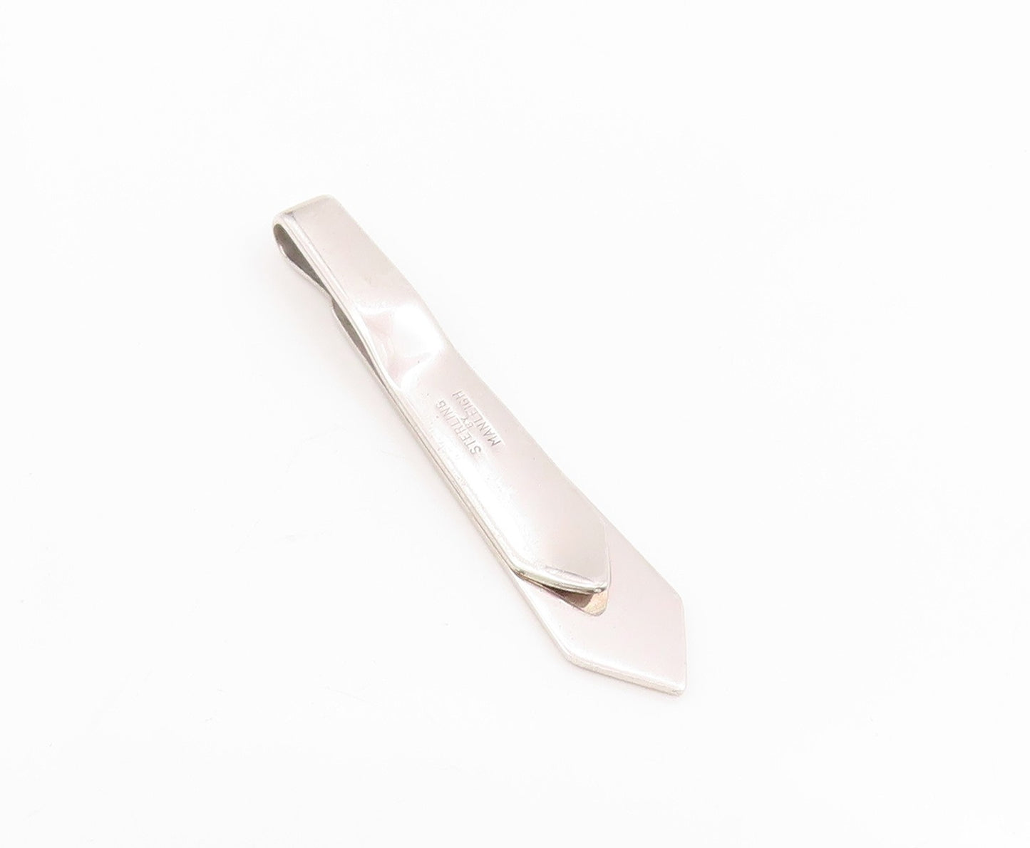 925 Sterling Silver Vintage Tie Clip MAULEIGH Classic Striped Formal Tie  TR4157