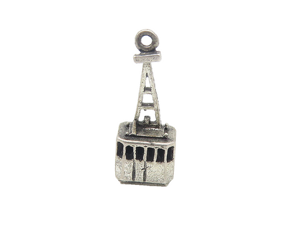 925 Sterling Silver  Vintage Petite Dark Tone Cable Lift Pendant  PT8543