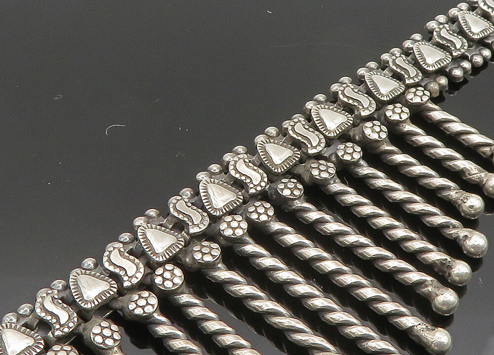 Solid Silver Vintage Dangling Twist Bar Royal Collar Chain Necklace  NE3317