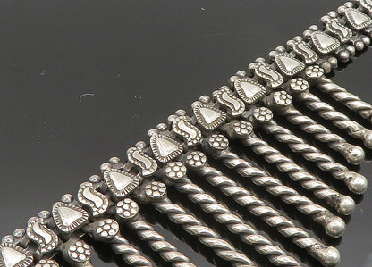 Solid Silver Vintage Dangling Twist Bar Royal Collar Chain Necklace  NE3317