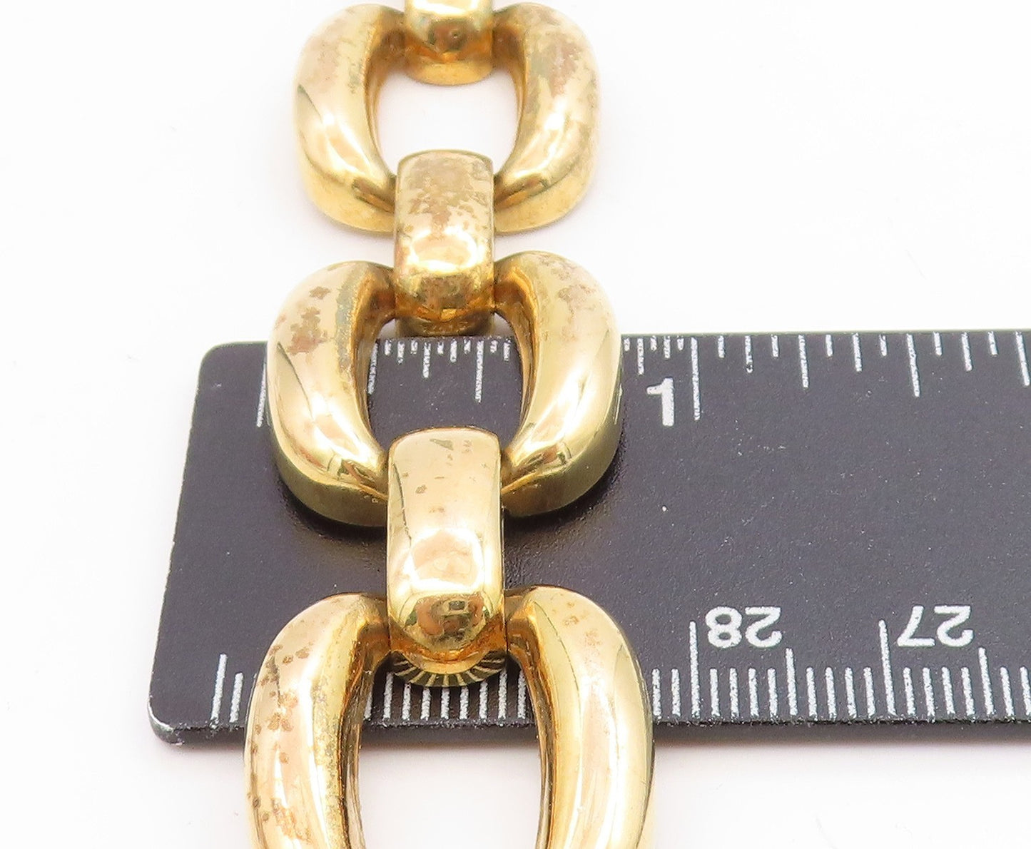 925 Sterling Silver Vintage Bracelet Gold Plated Interlocking Chain BT11735