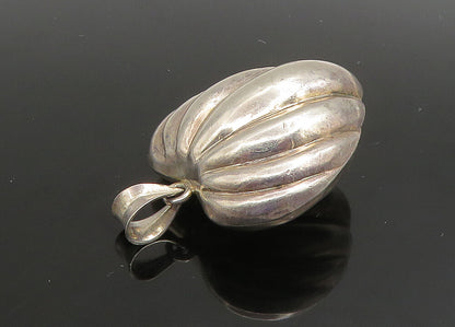 925 Sterling Silver  Vintage Shiny Fluted Hollow Love Heart Pendant  PT19177