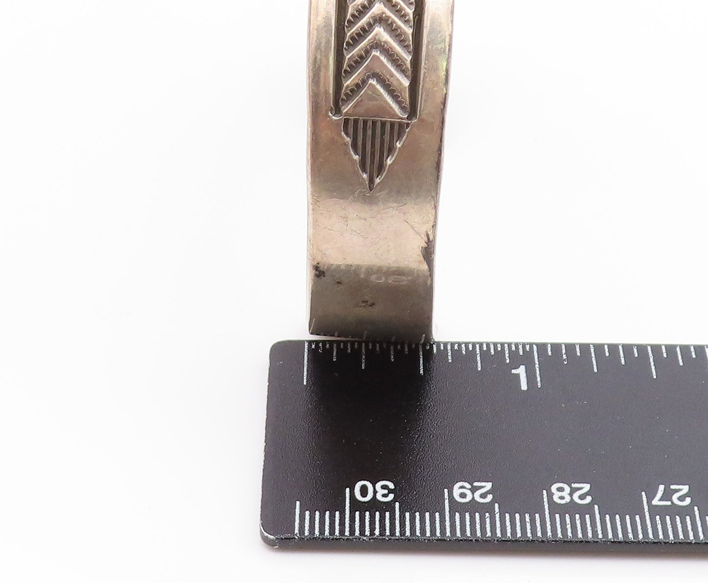 925 Sterling Silver Vintage Bracelet NAVAJO BRUCE MORGAN Etched Cuff  BT11906