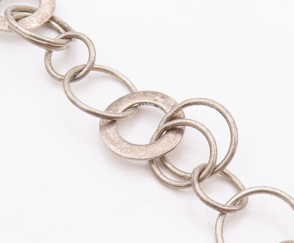 925 Sterling Silver Vintage Necklace DAVID SIGAL Dark Tone Linked Rings  NE4501
