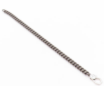 925 Sterling Silver Vintage Bracelet VERA WANG Dark Tone Curb Link Band  BT11058