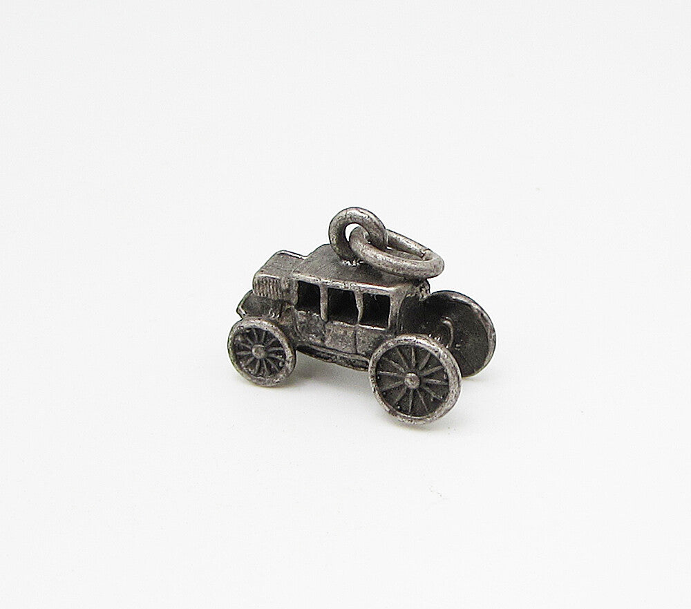 925 Sterling Silver  Vintage Old Fashion Car Charm Pendant  PT2281