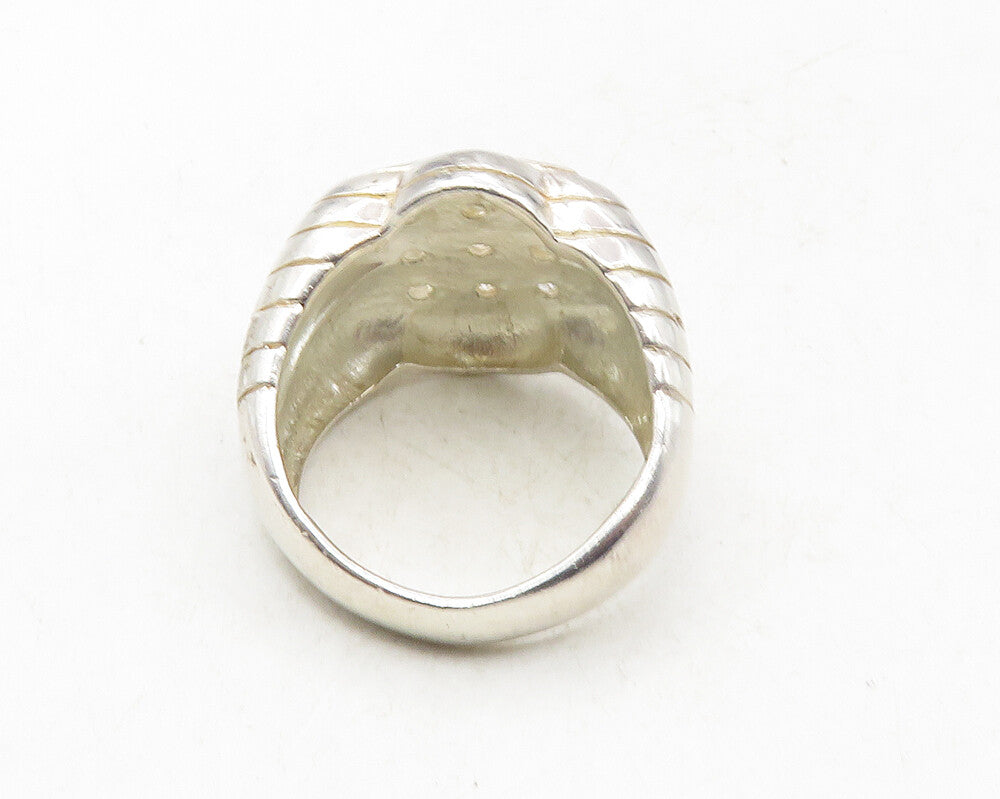 925 Sterling Silver  Vintage Cubic Zirconia Floral Dome Band Ring Sz 10 RG9630