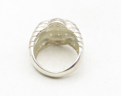 925 Sterling Silver  Vintage Cubic Zirconia Floral Dome Band Ring Sz 10 RG9630