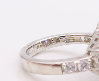 925 Sterling Silver Vintage Ring Designer Cutout Sapphire & Topaz  Sz 7  RG30043