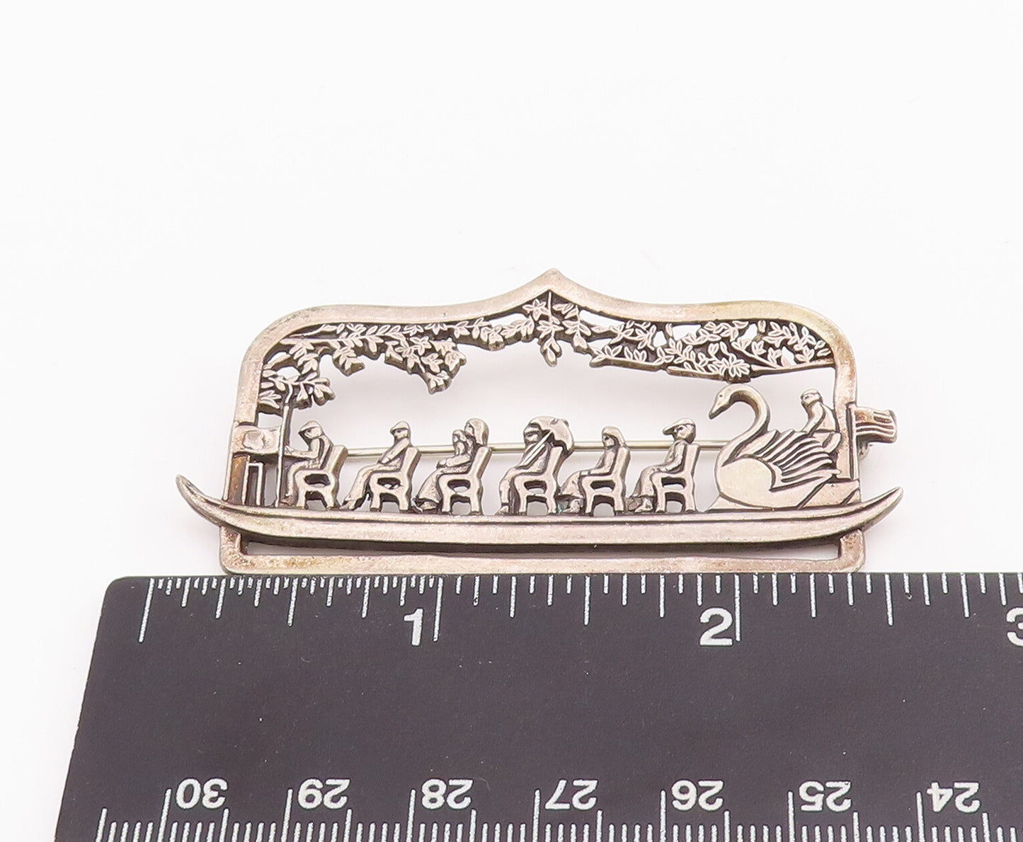 925 Sterling Silver Vintage Brooch Pin HAND & HAMMER Ceremony Landscape  BP11022