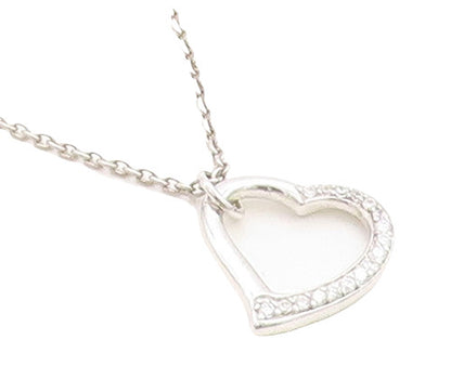 925 Sterling Silver  Cubic Zirconia Open Love Heart Chain Necklace  NE1368