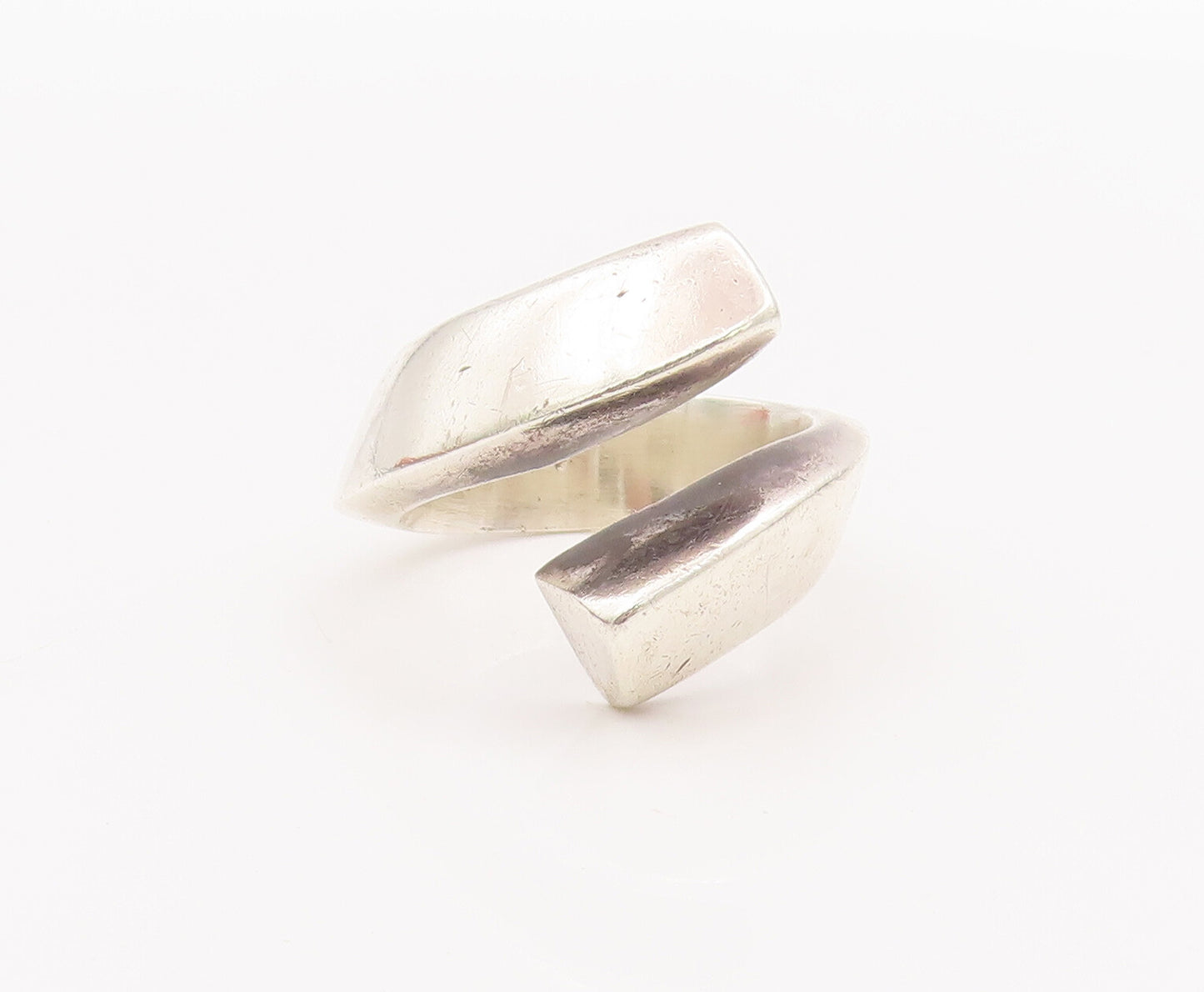 925 Sterling Silver Vintage Ring Designer Solid Cutout Bypass  Sz 9.5  RG28159