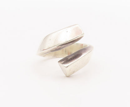 925 Sterling Silver Vintage Ring Designer Solid Cutout Bypass  Sz 9.5  RG28159