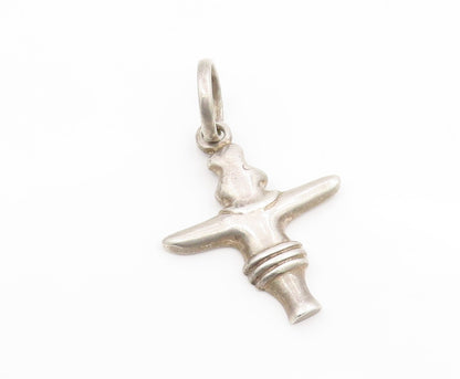925 Sterling Silver Vintage Pendant Modernist Solid Inukshuk Charm  PT25667