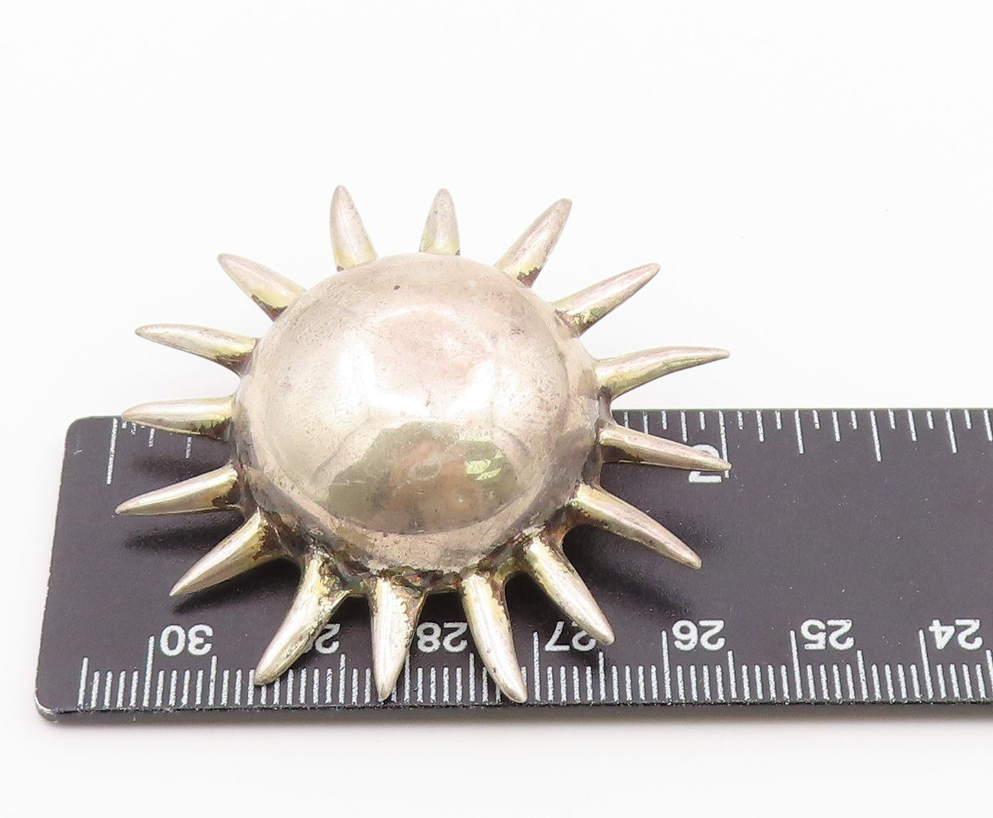 925 Sterling Silver Vintage Brooch Pin Modernist Celestial Sunburst  BP12619