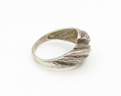925 Sterling Silver  Vintage Diamond Cut Bypass Dome Band Ring Sz 10.5 RG18469