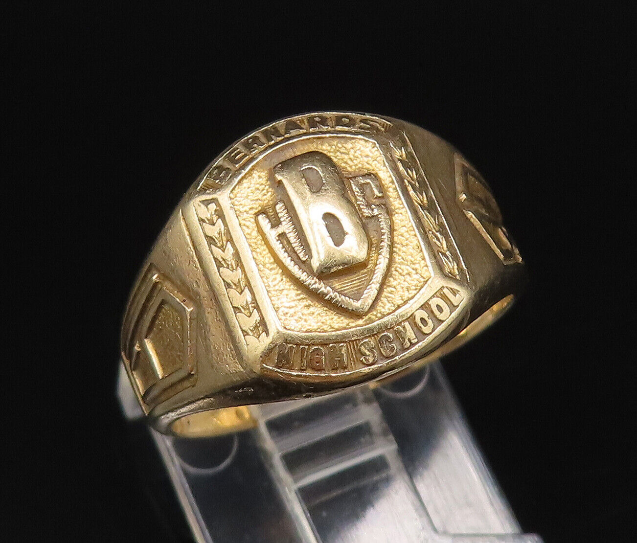 10K GOLD  Vintage Antique 1937 Bernard High School Signet Ring Sz 7.5  GR587