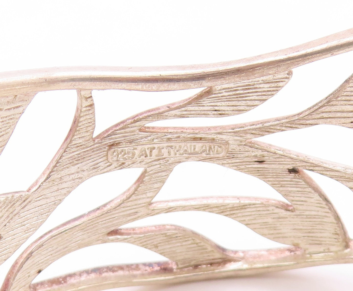 925 Sterling Silver Vintage Bracelet Modernist Wavy Leaf Cutout Cuff  BT12133