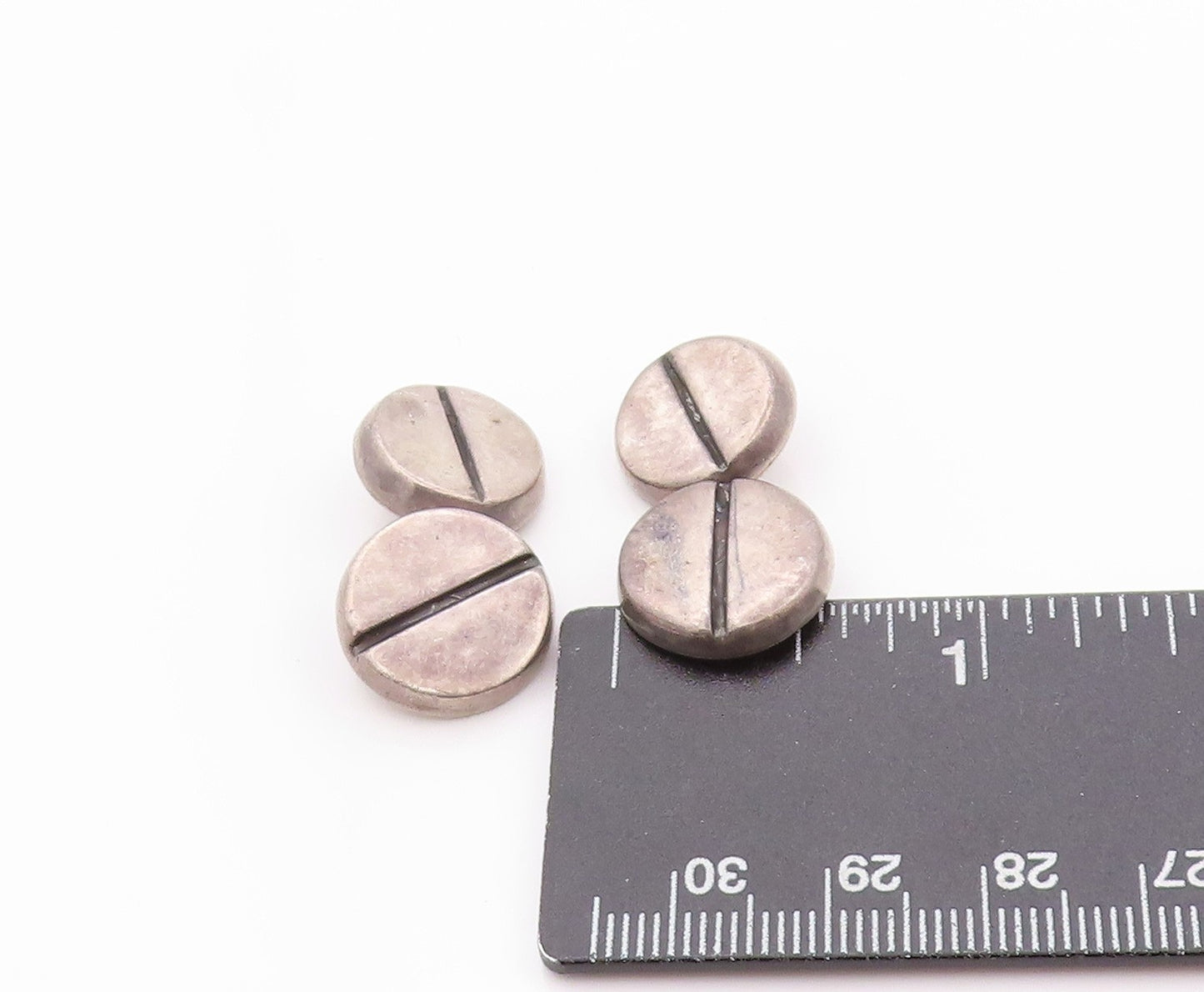 925 Sterling Silver Vintage Cuff Links MEXICO Nail Head Design Carved  TR3947