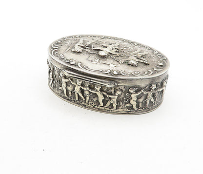 GERMANY Solid Silver Vintage Antique Dancing Scene Jewelry Box (OPENS) TR1150
