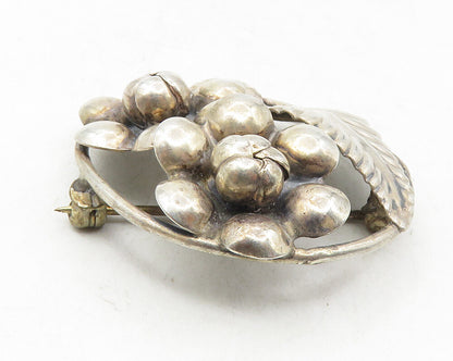 925 Sterling Silver  Vintage Handmade Floral Leaf Motif Brooch Pin  BP3584