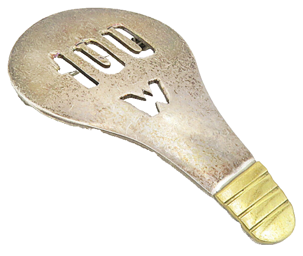 MEXICO 925 Sterling Silver  Vintage Two Tone Light Bulb Brooch Pin  BP3280