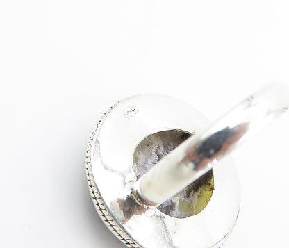 925 Sterling Silver Cabochon Cut Agate Shiny Twist Cocktail Ring Sz 9 RG8442