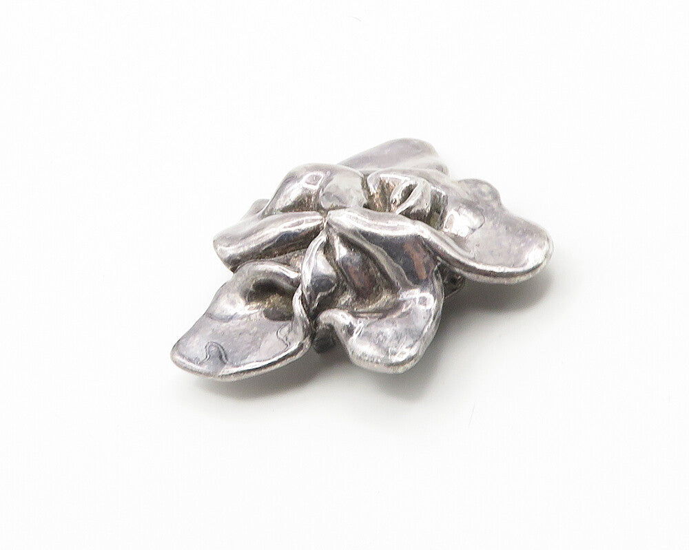 SHEFI ISRAEL 925 Silver  Vintage Shiny Sculpted Dark Tone Brooch Pin  BP7331