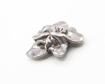 SHEFI ISRAEL 925 Silver  Vintage Shiny Sculpted Dark Tone Brooch Pin  BP7331