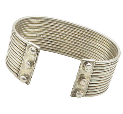 925 Sterling Silver  Vintage Antique Minimalist Ribbed Cuff Bracelet  BT7472