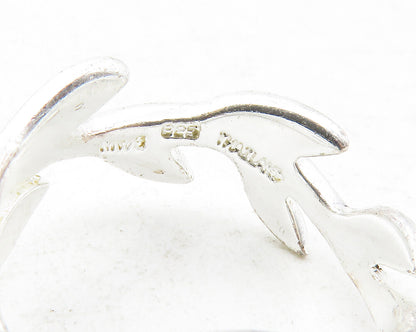 925 Sterling Silver  Shiny Floral Vine Motif Round Band Ring Sz 5  RG12291