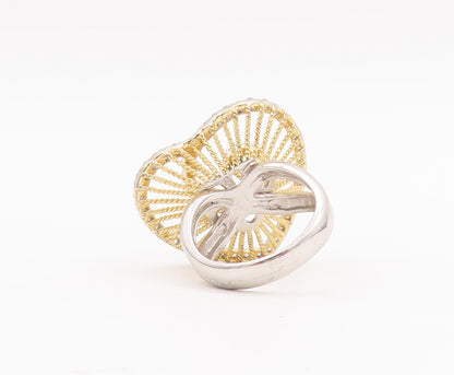 925 Sterling Silver Vintage Ring Twisted Rope Topaz Spiral Heart  Sz 6  RG28056