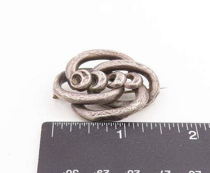 925 Sterling Silver Vintage Brooch Pin Antique Intertwined Knot Design  BP12247