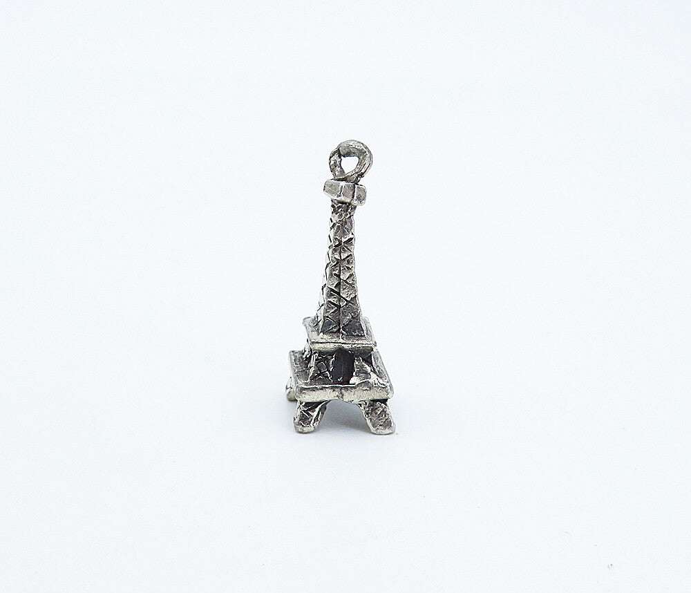 925 Sterling Silver  Vintage Petite Dark Tone Eiffel Tower Pendant  PT4902
