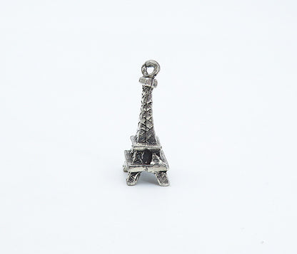 925 Sterling Silver  Vintage Petite Dark Tone Eiffel Tower Pendant  PT4902