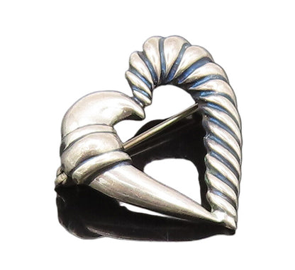 925 Sterling Silver Vintage Brooch Pin YURMAN Carved Rope Effect Heart  BP10598