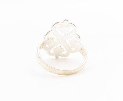 925 Sterling Silver Vintage Ring Celtic Scroll Love Heart Band  Sz 8.5  RG35608