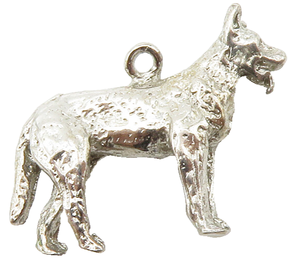 925 Sterling Silver  Vintage Petite Shiny Standing Dog Animal Pendant  PT11276