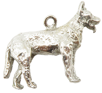 925 Sterling Silver  Vintage Petite Shiny Standing Dog Animal Pendant  PT11276
